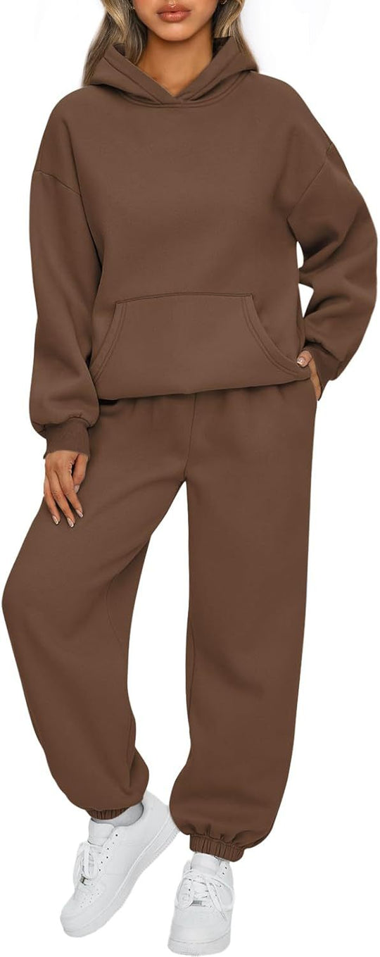 Damen nan gemütliches Oversize Hoodie und Jogginghose Set aus weicher Baumwollmischung EB