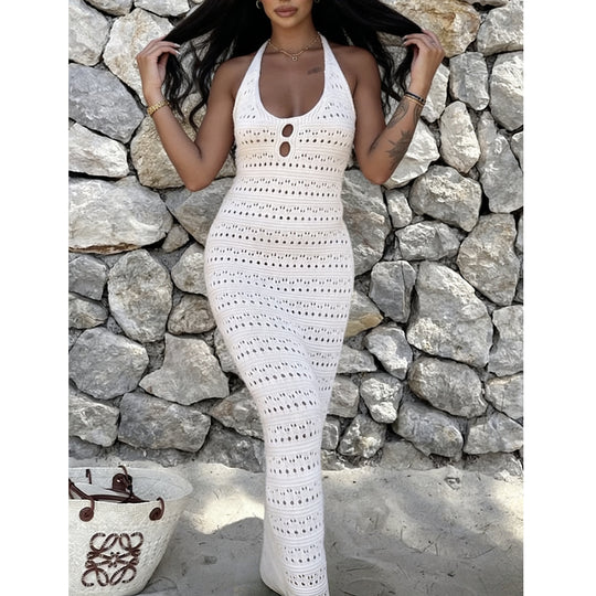 Damen Maxikleid mit einzigartigem Häkeldesign EB