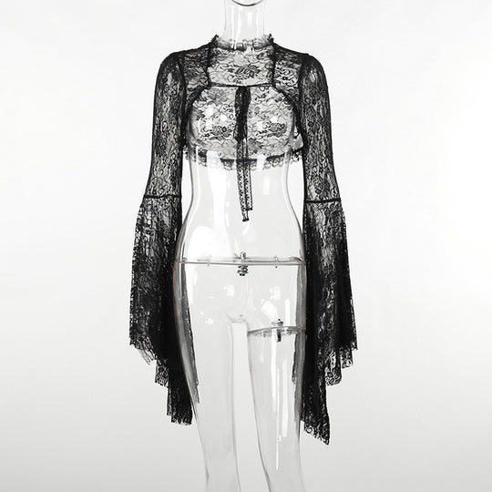 Damen figurbetonte Bluse mit Rüschendetails und Schnürung EB
