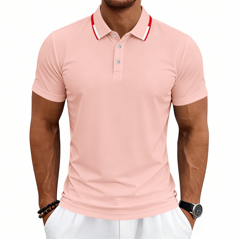 Herren nan tailliertes Kurzarm-Poloshirt mit Kontrastkragen aus atmungsaktivem Piqué EB