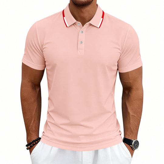 Herren nan tailliertes Kurzarm-Poloshirt mit Kontrastkragen aus atmungsaktivem Piqué EB