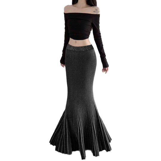 Damen Maxirock mit eleganter Rippenstruktur und modischem Glockenlauf EB