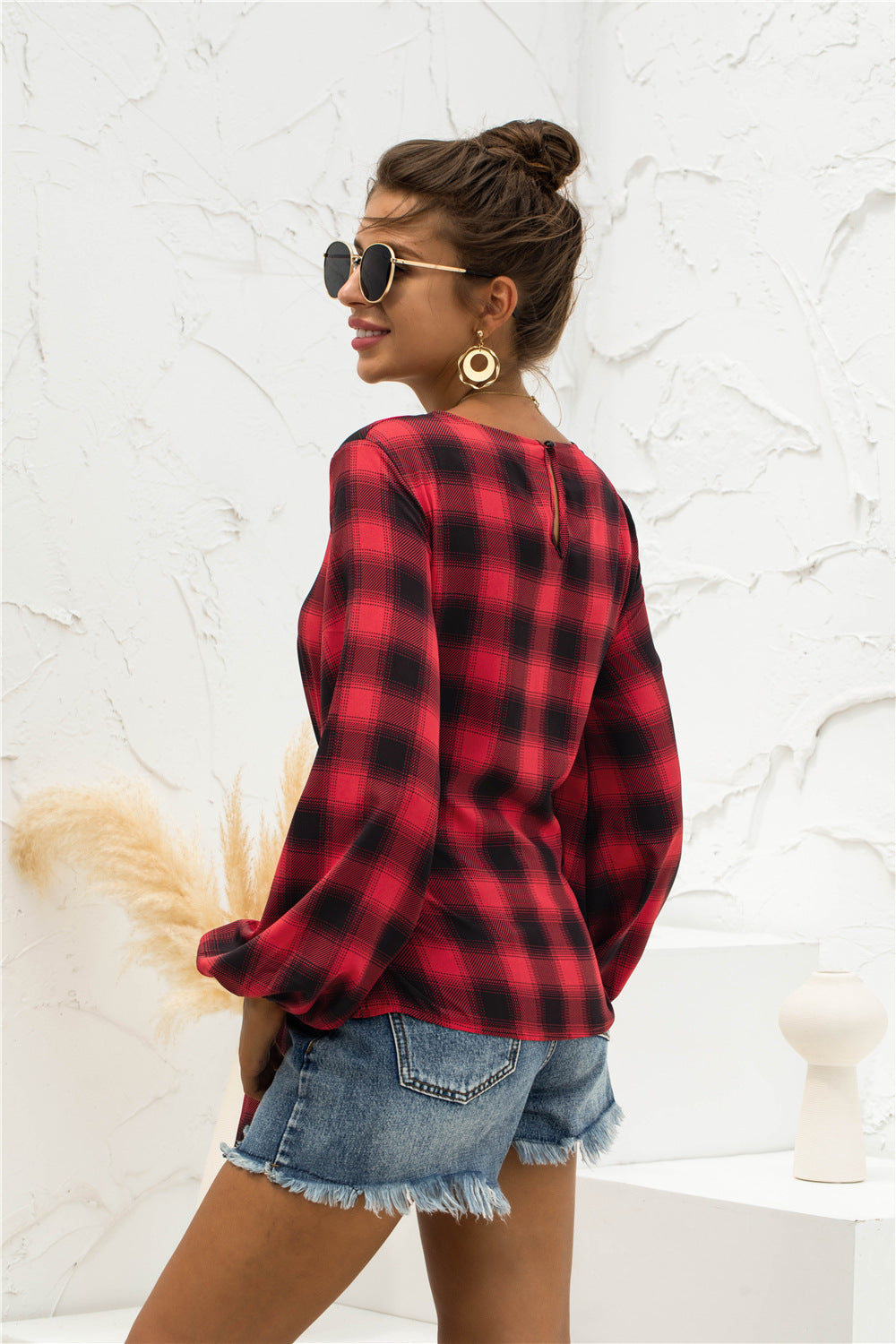 Damen Bluse mit Bindegürtel EB