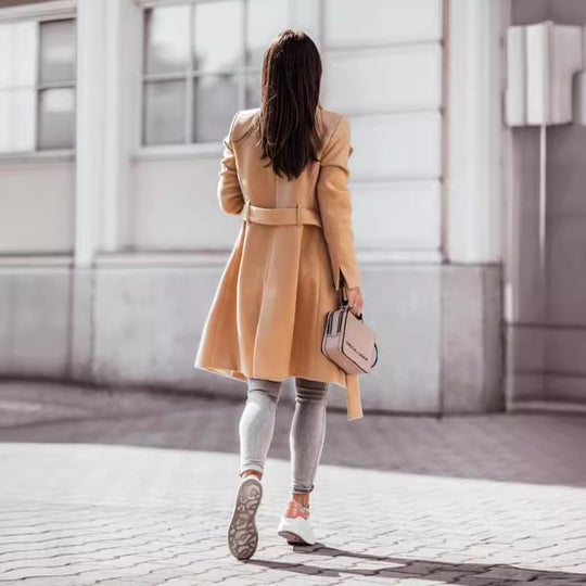 Damen Eleganter Woll-Trenchcoat EB