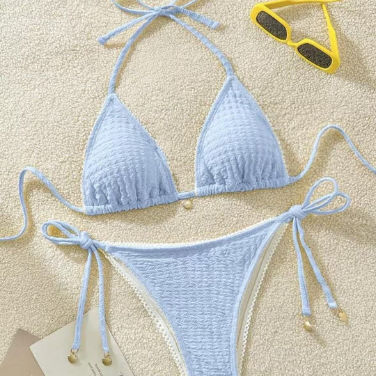 Damen Raffinierter Triangel-Bikini mit elegantem Rüschendesign EB