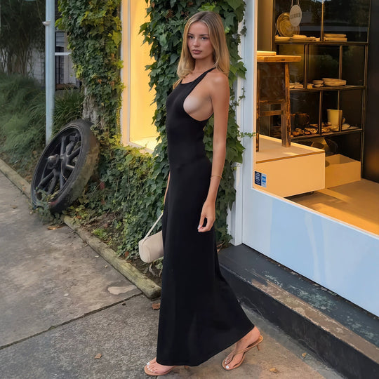 Damen figurbetontes Midikleid mit hohen Seitenschlitzen und Racerback EB