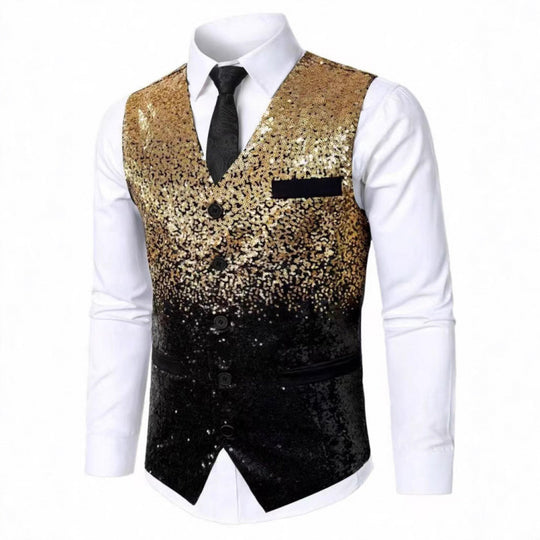Herren Glitzernde Festtagsweste mit schimmerndem Paillettenmuster EB
