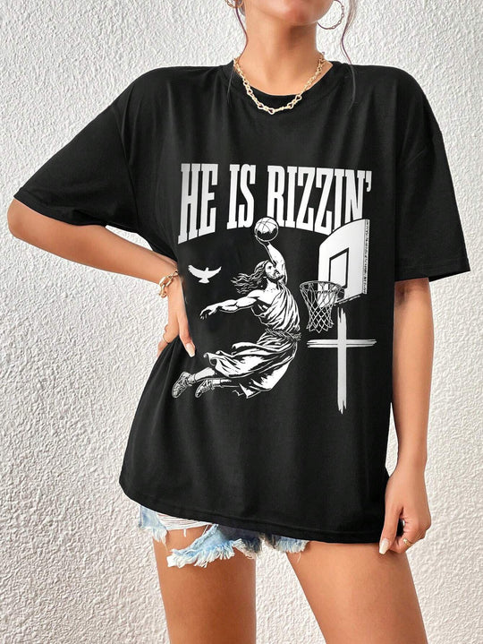 Damen T-Shirt mit künstlerischem Totenkopf-Motiv und lässigem Schnitt EB