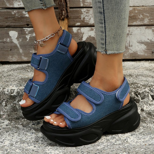 Damen Sandalen mit innovativem Klettverschluss und rutschfester Plattformsohle EB