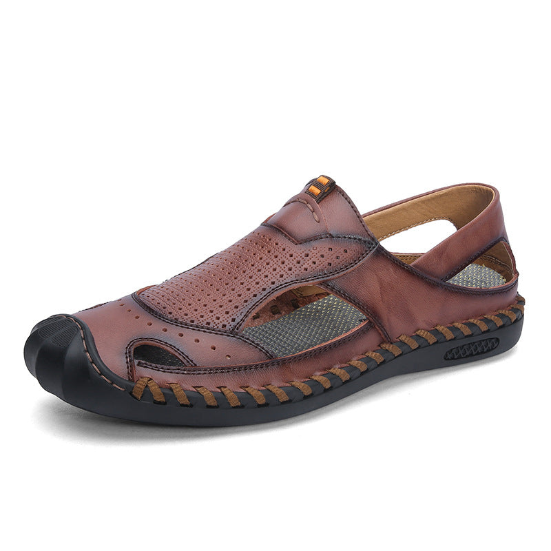 Herren Atmungsaktive Leder Freizeitschuhe mit rutschfester Sohle EB