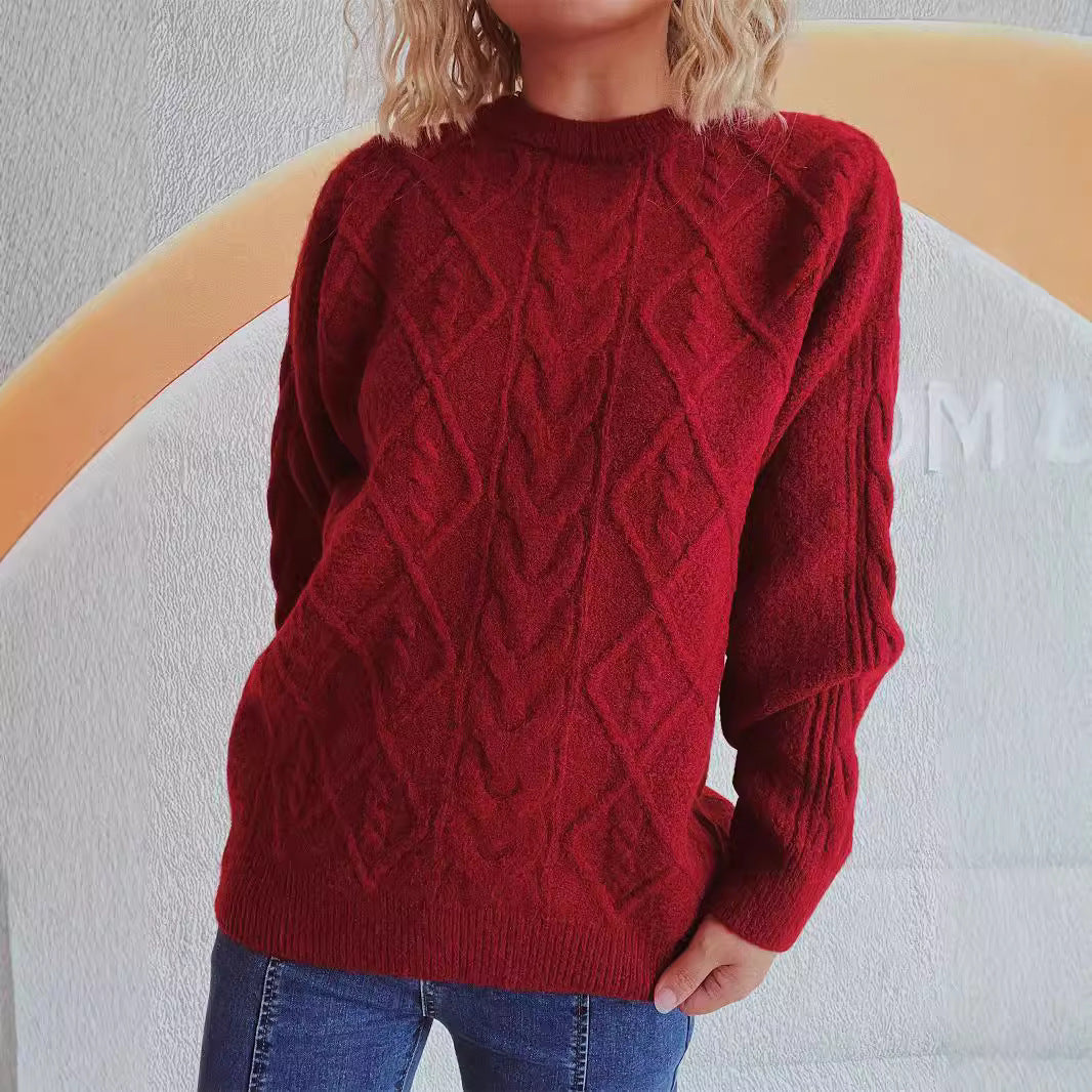 Damen Grobstrickpullover mit elegantem Zopfdesign und lässigem Schnitt EB