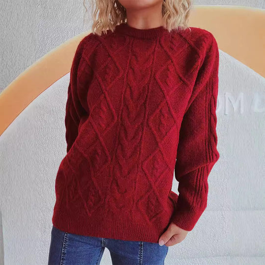 Damen Grobstrickpullover mit elegantem Zopfdesign und lässigem Schnitt EB