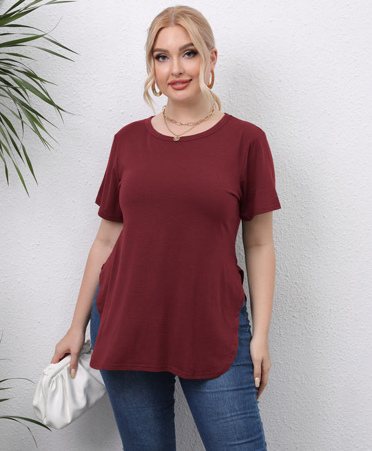 Damen lässiges T-Shirt mit seitlichen Eingrifftaschen EB