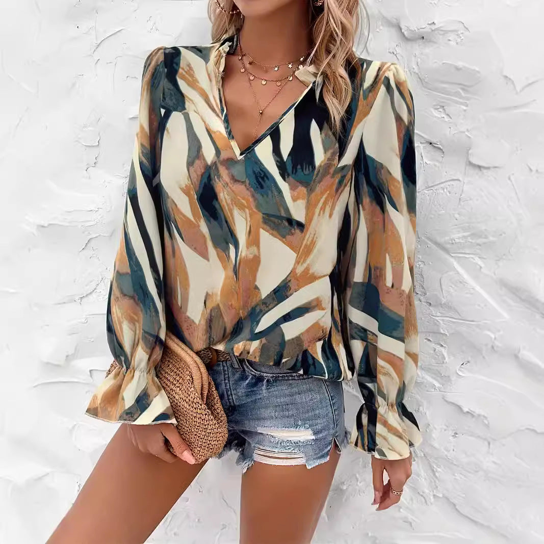 Damen Bluse mit modischem Farbmuster EB