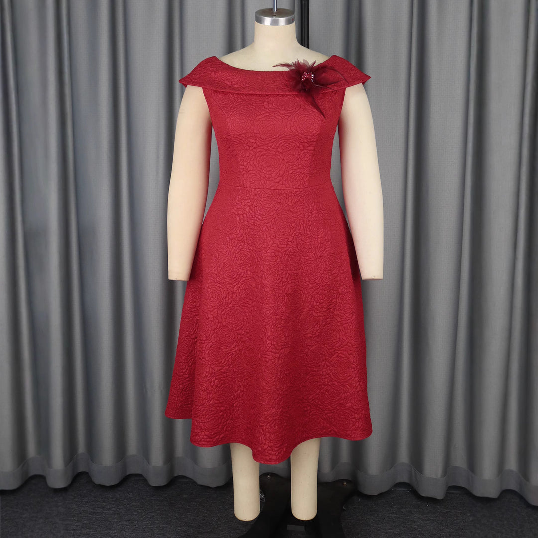 Damen A-Linien Abendkleid mit dekorativem Off-Shoulder-Ausschnitt EB