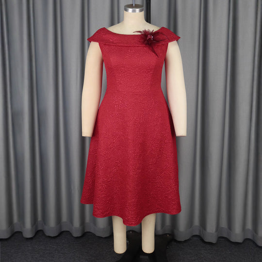 Damen A-Linien Abendkleid mit dekorativem Off-Shoulder-Ausschnitt EB