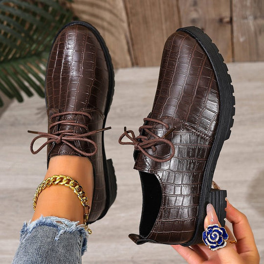 Damen Schnürschuhe im eleganten Kroko-Look EB