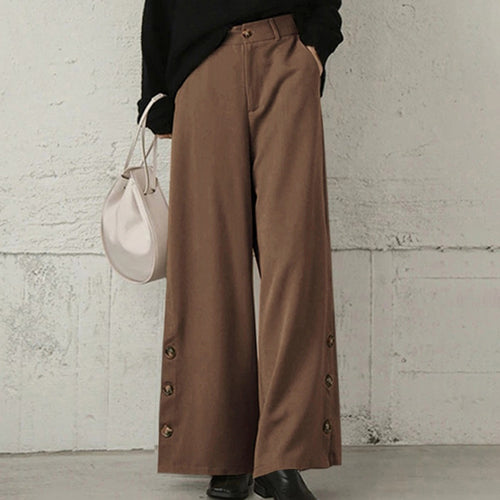 Damen Weite Hosen mit Knopfdetails EB