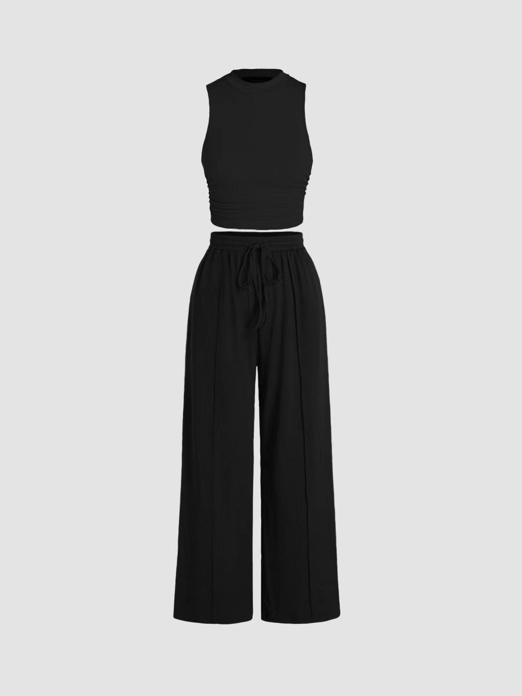 Damen lässiges Oberteil und weit geschnittene Hose Set EB