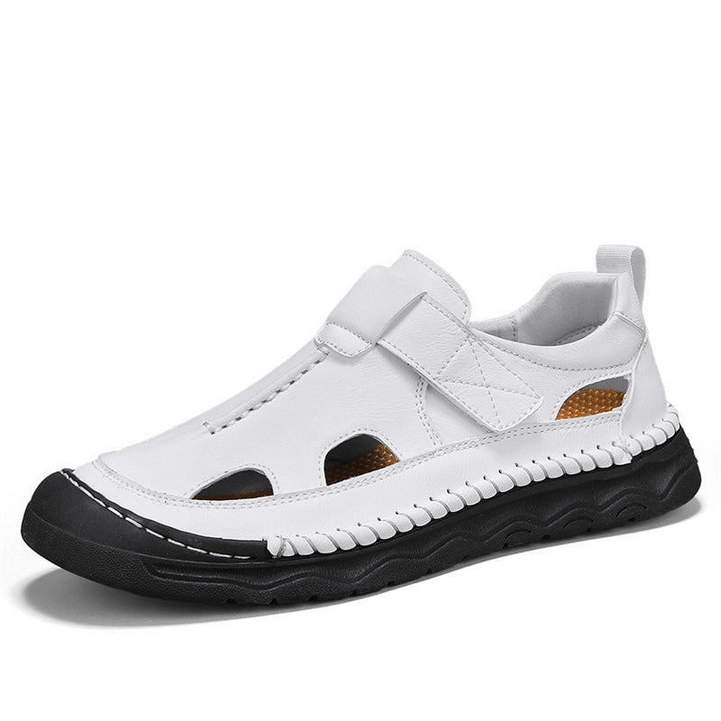 Herren Leder-Sandalen mit verstellbarem Klettverschluss und atmungsaktivem Design EB