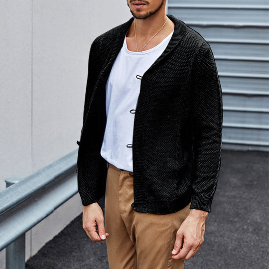 Herren lässiger Strickcardigan mit raffinierter Struktur und offenem Schnitt EB