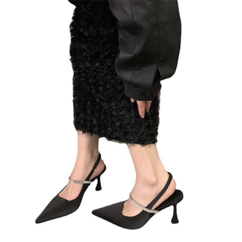 Damen Elegante Slingback-Pumps mit Glitzerakzent und spitzem Zehenbereich EB