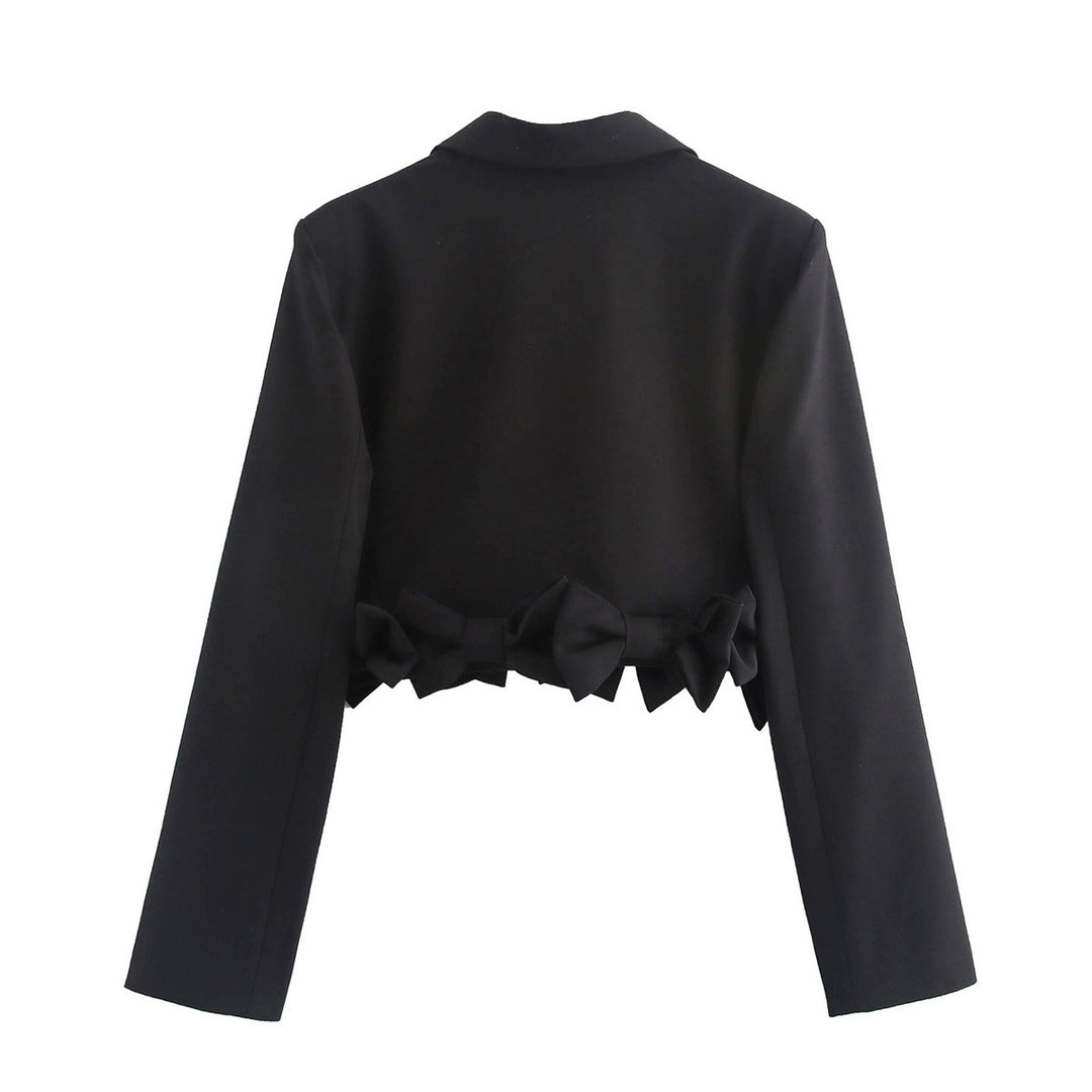 Damen cropped Blazerjacke mit Rüschendetails und schickem Schnitt EB