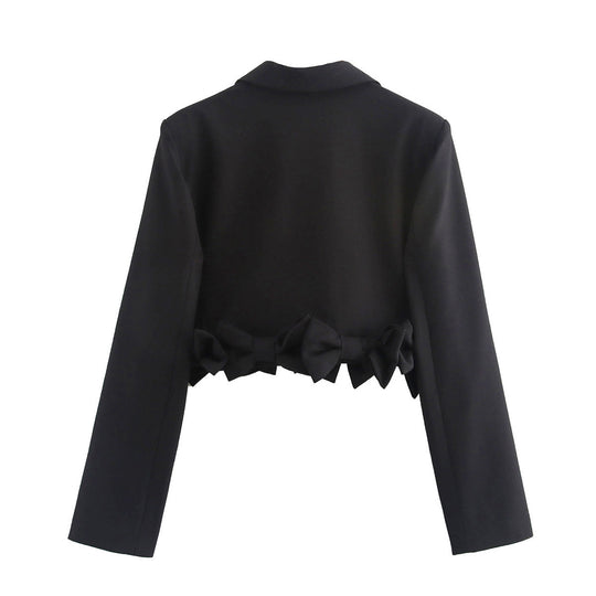 Damen cropped Blazerjacke mit Rüschendetails und schickem Schnitt EB