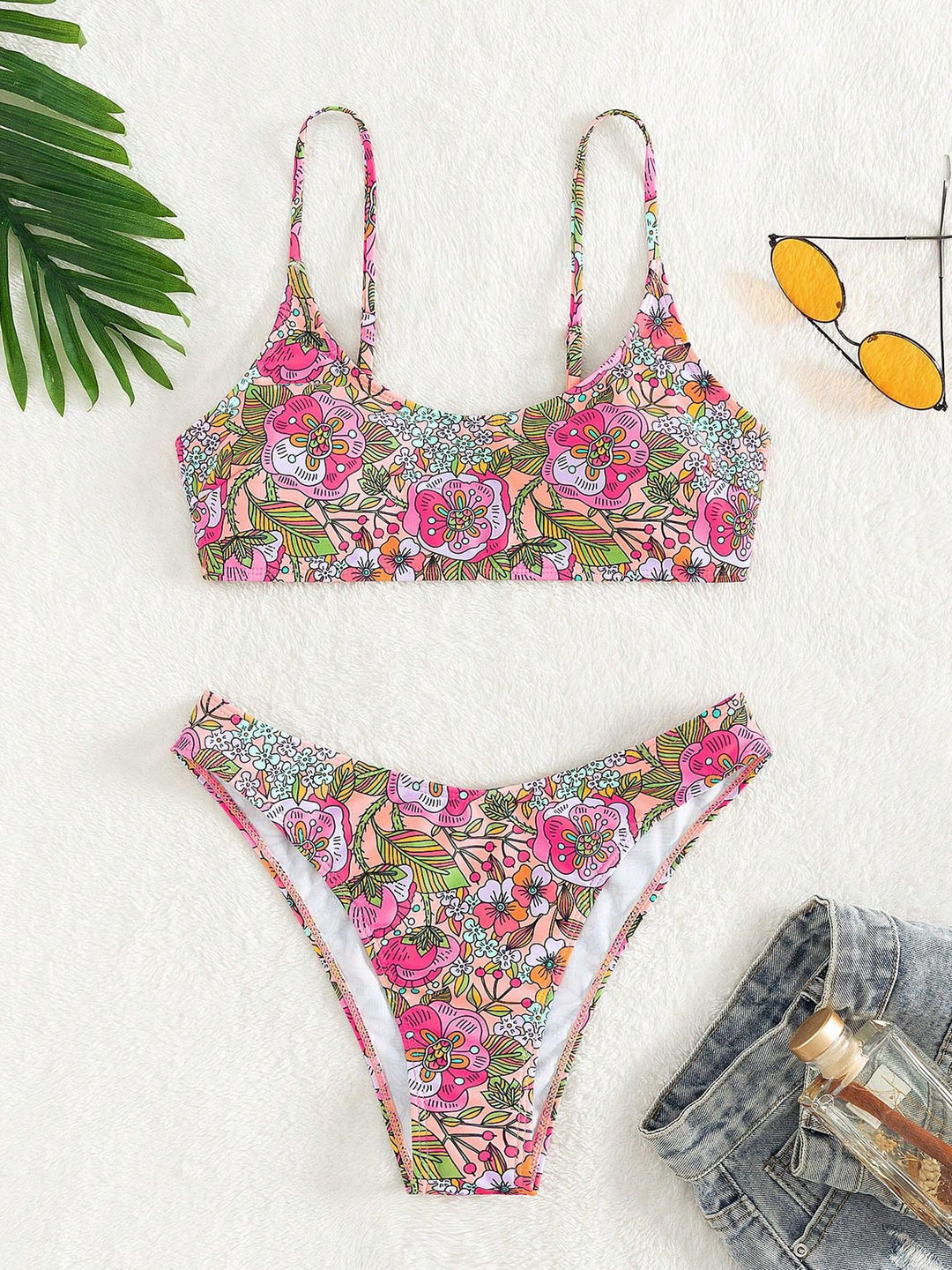Damen Blumenmuster Bikini-Set EB