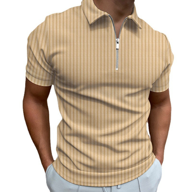 Herren Kurzarm Polo-Hemd mit Reißverschluss und strukturiertem Design EB