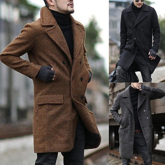 Herren eleganter doppelt geschliffener Wollmantel EB