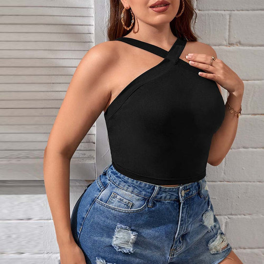 Damen Crop-Top mit asymmetrischem Design und verstellbaren Trägern EB