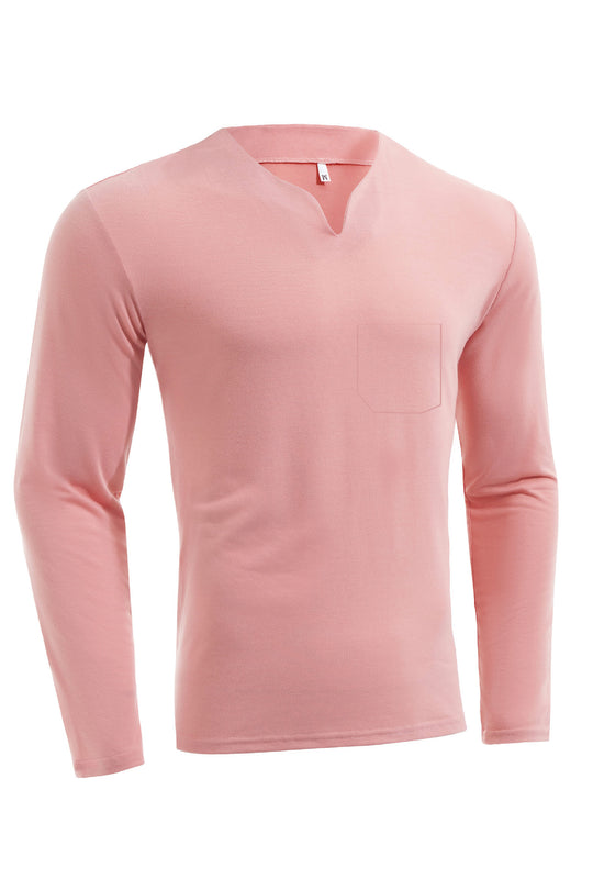 Herren nan Langarmshirt mit V-Ausschnitt Slim Fit Baumwollmix und elastischem Komfortbund EB