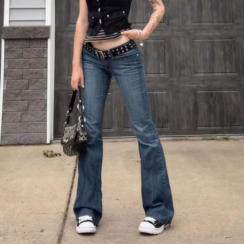 Damen lässige Flared Jeans im Retro-Stil mit hohem Bund EB