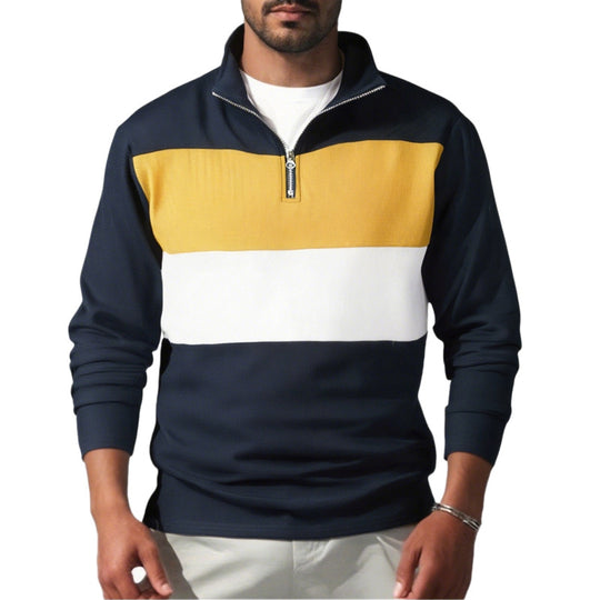 Herren sportlicher Pullover mit Stehkragen und Reißverschluss EB