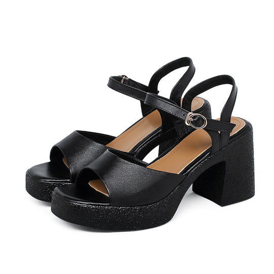 Damen Plateau-Sandaletten mit elegantem Riemendesign und komfortablem Blockabsatz EB