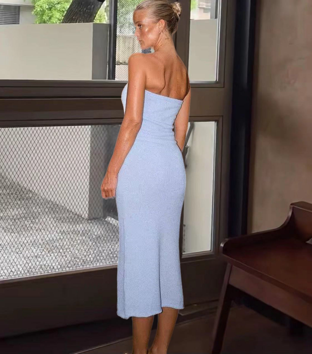 Damen Figurbetontes Wickelkleid mit tiefem Ausschnitt EB