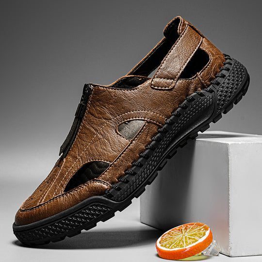 Damen Atmungsaktive Ledersandalen mit rutschfester Sohle und verstellbaren Riemen EB