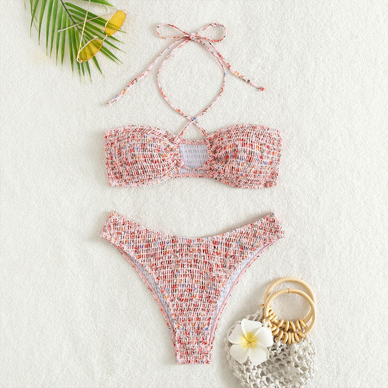 Damen Hochtailliertes Bikini-Set mit verspieltem Wickeldesign EB