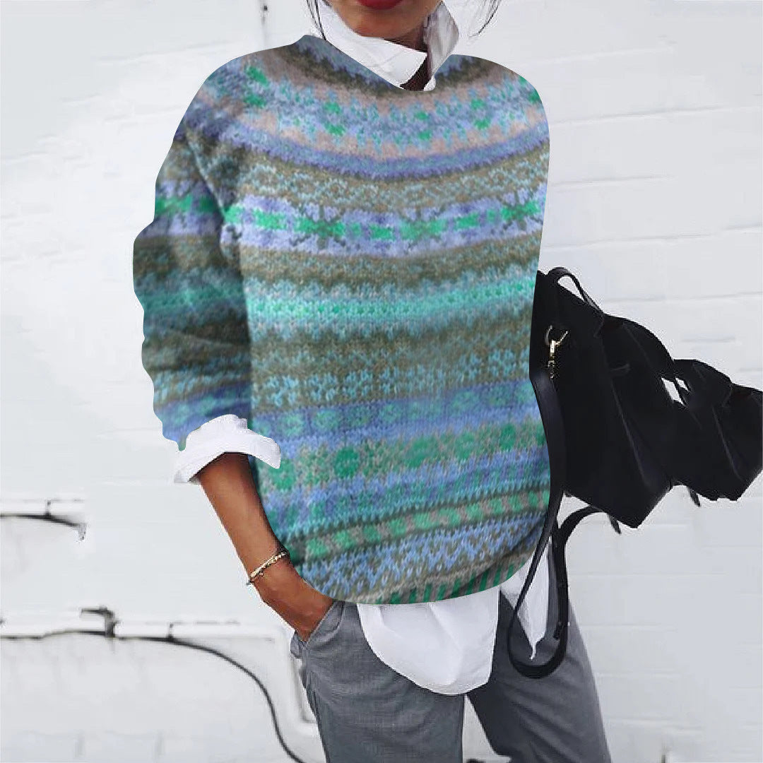 Damen Gemusterter Pullover mit modernem Strickdesign EB