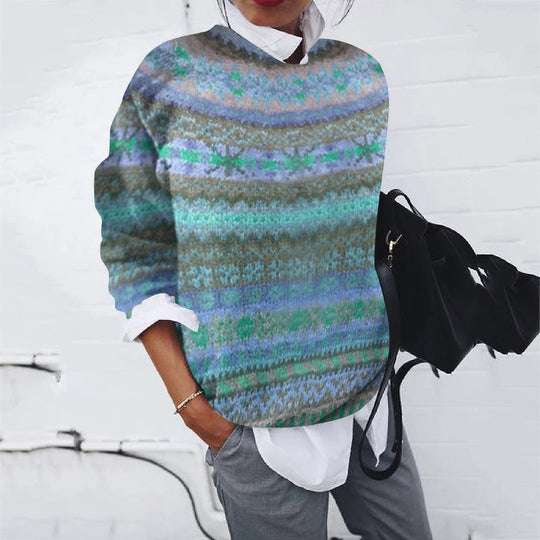 Damen Gemusterter Pullover mit modernem Strickdesign EB
