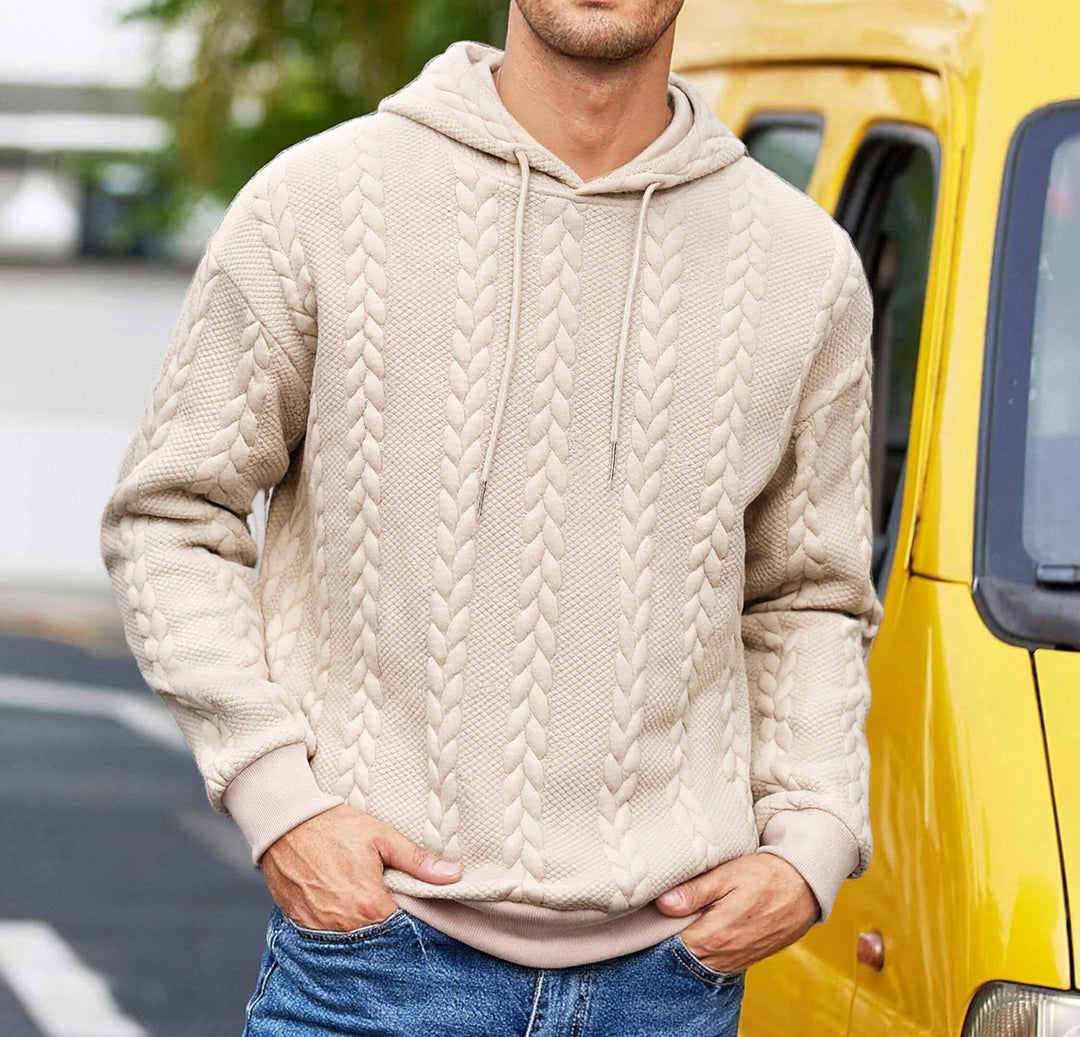 Herren nan Kapuzenpullover mit erhabenem Flechtrelief und weichem Innenfutter EB