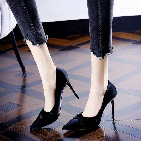 Damen elegante spitze Pumps mit raffiniertem Knoten-Design EB