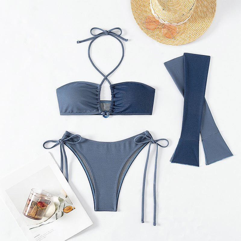 Damen Bikini-Set mit schickem Off-Shoulder-Oberteil und hohem Beinausschnitt EB