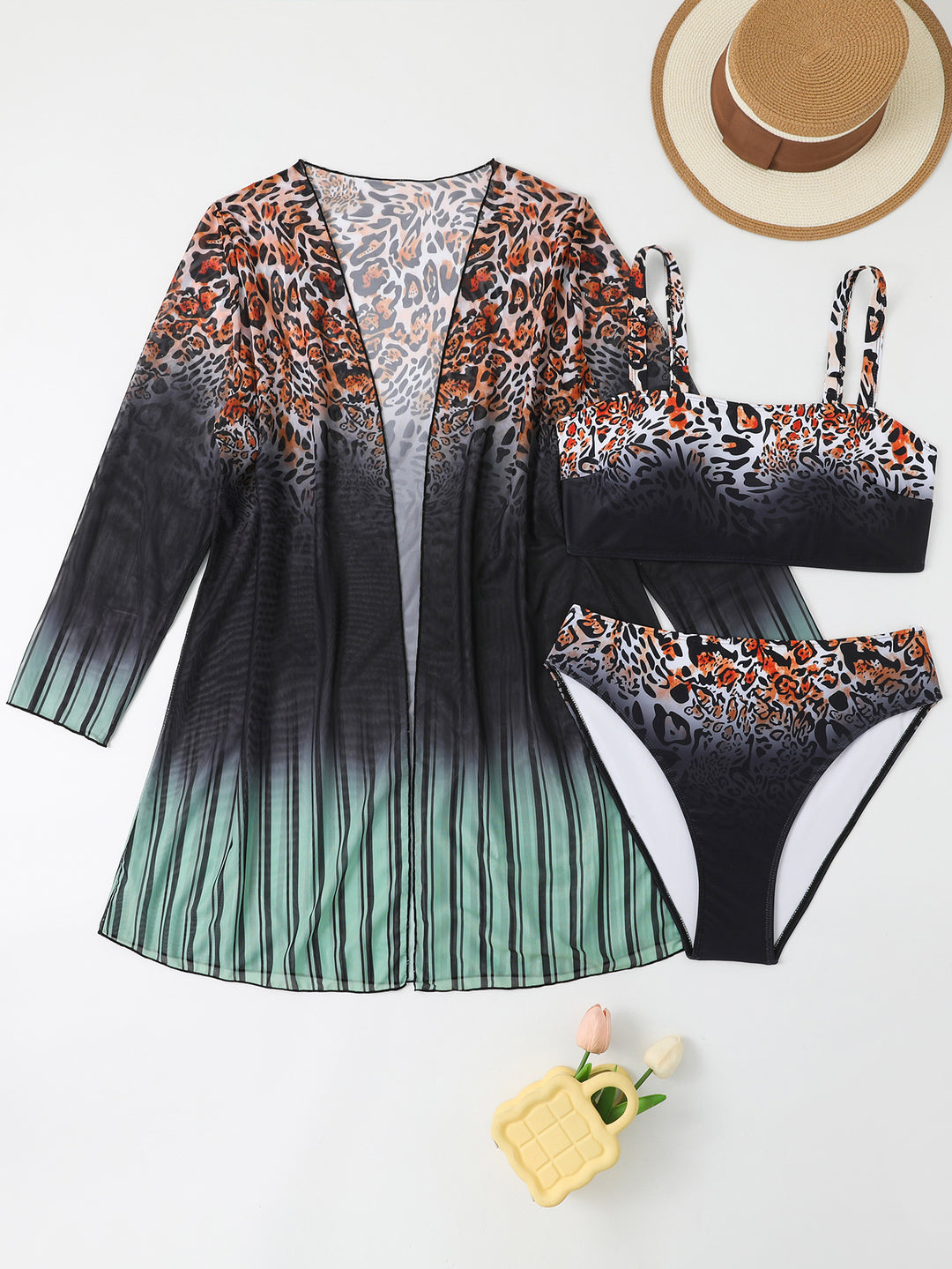 Damen Strandensemble mit Leopardmuster EB