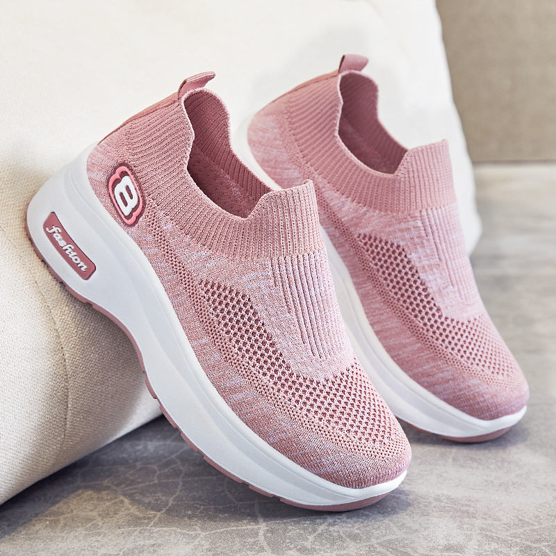 Damen nan atmungsaktive Strick-Sneaker mit Plateau-Sohle und elastischer Sockenkonstruktion EB
