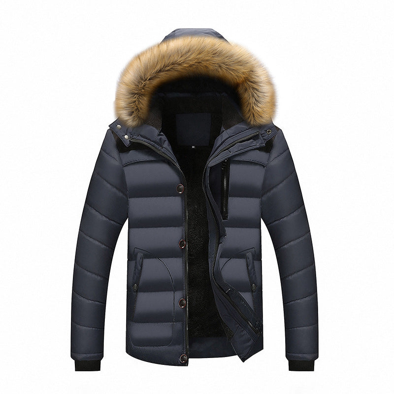 Herren Isolierter Steppparka mit Kunstfellkapuze, verdeckter Zip- und Druckknopfleiste EB