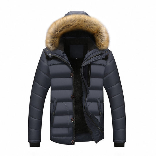 Herren Isolierter Steppparka mit Kunstfellkapuze, verdeckter Zip- und Druckknopfleiste EB