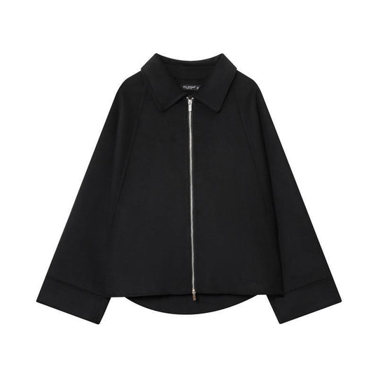 Damen modische Jacke mit asymmetrischem Schnitt und lässigem Reißverschluss EB