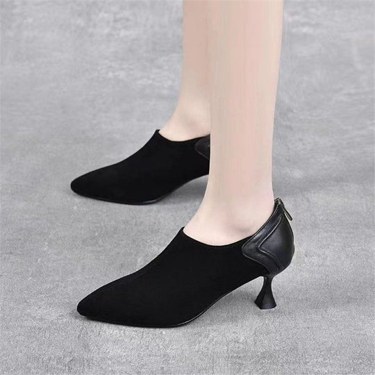 Damen spitze Slipper mit elegantem Absatz EB